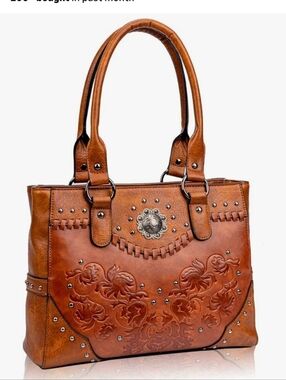 Classic Embossed Floral Tote Bag - Brown